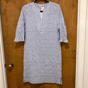 543. Foxcroft Blue & White Striped Midi Dress